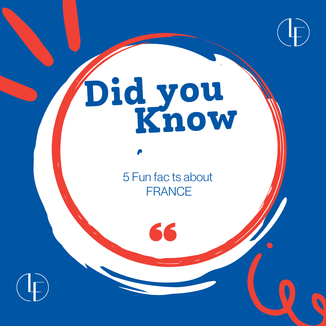 A simple image with a circle that says "Did you know? 5 fun facts about FRANCE.