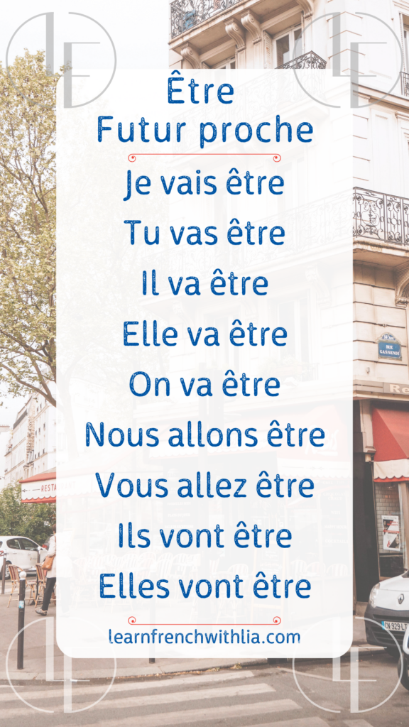 Être au futur proche – Tableau de conjugaison du verbe être au futur proche avec aller.